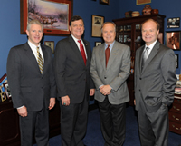 Congressman Tom Cole of Oklahoma, the only Native American Representative in the US Congress, shows the Native American display in his office to co-chairs of the Congressional Turkish Caucus, Congressman Robert Wexler of Florida (left) and Congressman Ed Whitfield of Kentucky (right) after TCA President G. Lincoln McCurdy’s briefing on the Native American Lecture Tour to Turkey.